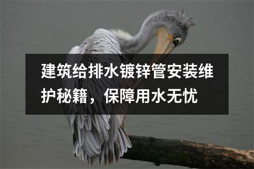 建筑给排水镀锌管安装维护秘籍，保障用水无忧