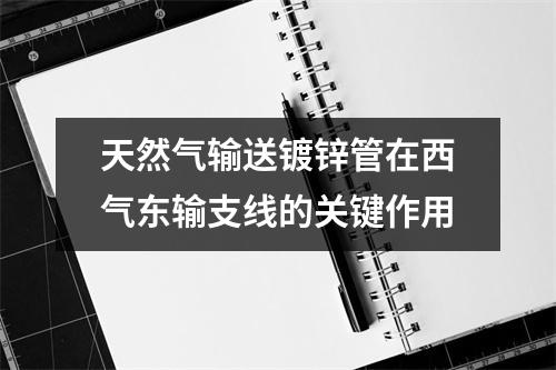 天然气输送镀锌管在西气东输支线的关键作用